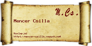 Mencer Csilla névjegykártya